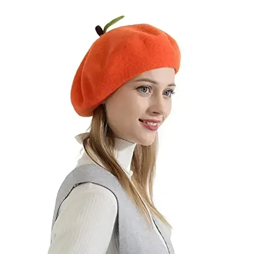 Zasy Wool Beret hat Handmade Wool Felt Cartoons Beanies French Women Girls Cap - 6