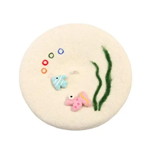 Zasy Wool Beret hat Handmade Wool Felt Cartoons Beanies French Women Girls Cap - 1