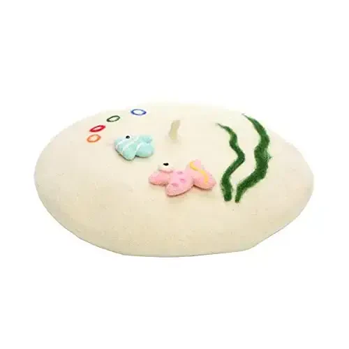 Zasy Wool Beret hat Handmade Wool Felt Cartoons Beanies French Women Girls Cap - 5