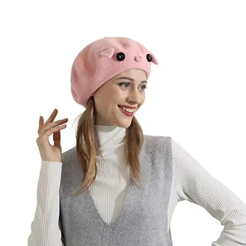 Zasy Wool Beret hat Handmade Wool Felt Cartoons Beanies French Women Girls Cap - 3