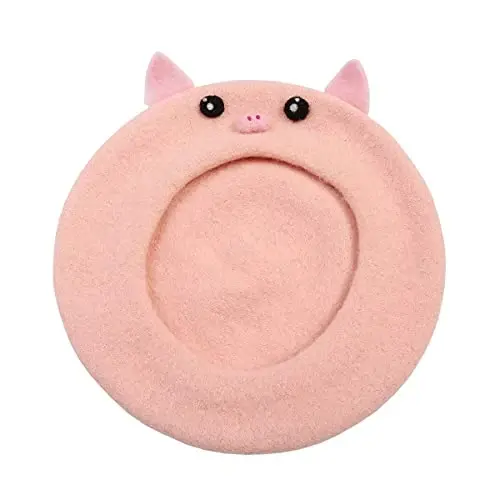 Zasy Wool Beret hat Handmade Wool Felt Cartoons Beanies French Women Girls Cap - 4