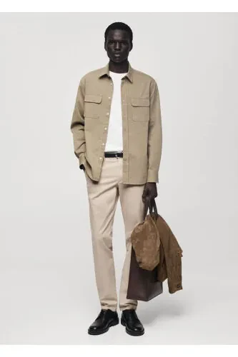 Зауженные брюки чино из саржи - 3