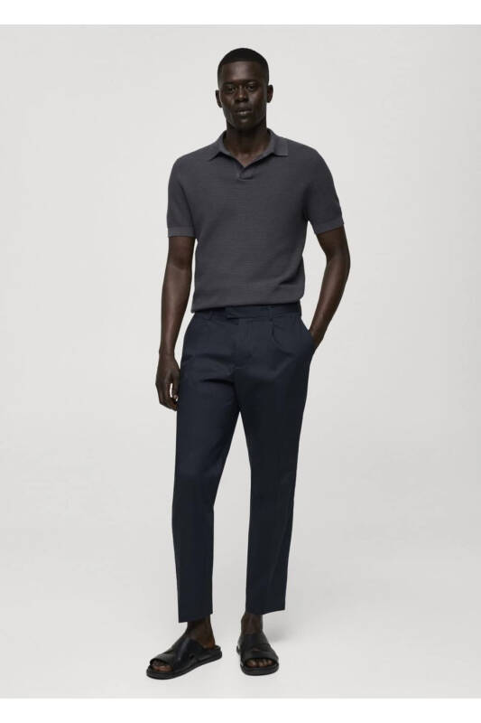 Зауженные хлопковые брюки с ремнём - 2