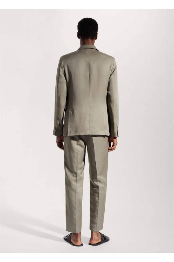 Зауженный льняной пиджак-блейзер - 4