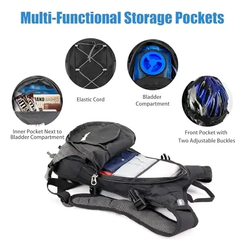 Zavothy Hydration Backpack with 2L Hydration Bladder Water Backpack for Hiking Hydration Pack for Running Cycling Hiking - 5