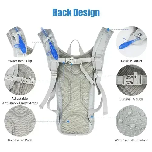 Zavothy Hydration Backpack with 2L Hydration Bladder Water Backpack for Hiking Hydration Pack for Running Cycling Hiking - 3