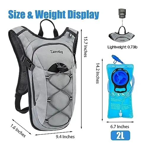 Zavothy Hydration Backpack with 2L Hydration Bladder Water Backpack for Hiking Hydration Pack for Running Cycling Hiking - 2