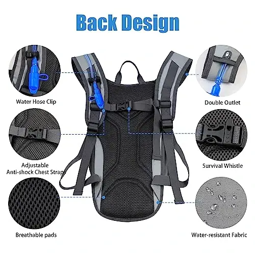 Zavothy Hydration Backpack with 2L Hydration Bladder Water Backpack for Hiking Hydration Pack for Running Cycling Hiking - 3
