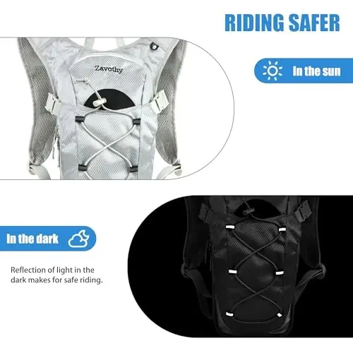 Zavothy Hydration Backpack, 2L Hydration Bladder bilan, Trekking uchun suv xaltasi, Yugurish, Velosipedda yurish va Trekking uchun gidratsiya xaltasi - 5