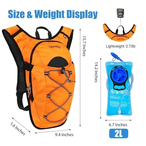 Zavothy Hydration Backpack, 2L Hydration Bladder bilan Trekking uchun suv xaltasi, Yugurish, Velosipedda yurish va Trekking uchun Hydration Pack - 2