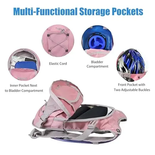 Zavothy Hydration Backpack, 2L Hydration Bladder bilan yurish uchun suv xaltasi, yugurish, velosipedda yurish va piyoda sayr qilish uchun gidratsiya to'plami. - 4