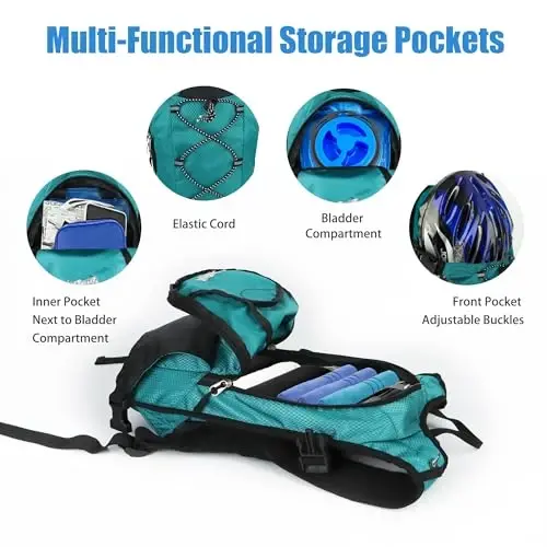 Zavothy Hydration Backpack, 2L Hydration Bladder bilan yurish uchun suv xaltasi, yugurish, velosipedda yurish va sayohat uchun gidratatsiya xaltasi. - 4