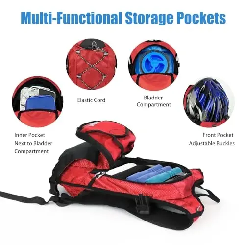 Zavothy Hydration Backpack, 2L Hydration Bladder bilan yurish uchun suv xaltasi, yugurish, velosipedda yurish va sayr qilish uchun gidratsiya to'plami - 4