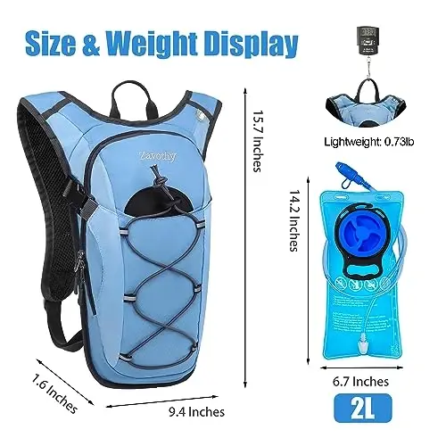 Zavothy Hydration Backpack 2L Hydration Bladder bilan Yurish uchun suvli ryukzak Yugurish Velosipedda yurish uchun gidratsiya to'plami - 2