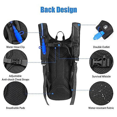 Zavothy Hydration Backpack with 2L Hydration Bladder Water Backpack for Hiking Hydration Pack for Running Cycling Hiking - 3