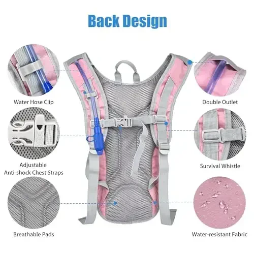 Zavothy Hydration Backpack with 2L Hydration Bladder Water Backpack for Hiking Hydration Pack for Running Cycling Hiking - 3