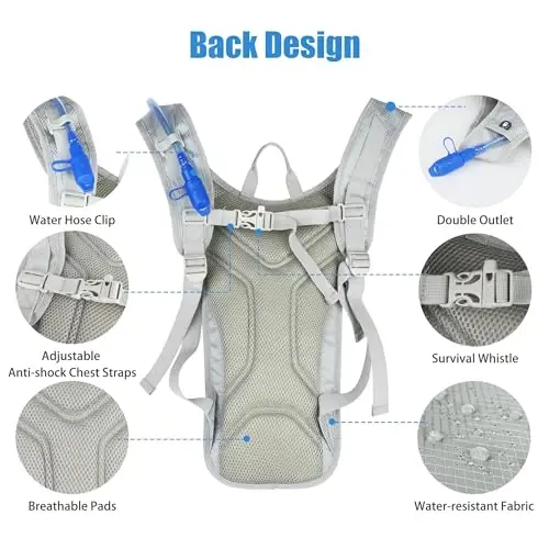 Zavothy Hydration Backpack with 2L Hydration Bladder Water Backpack for Hiking Hydration Pack for Running Cycling Hiking - 3
