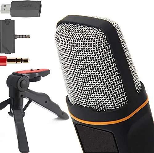 ZaxSound Professional Cardioid Condenser Microphone with Tripod Stand for PC, Laptop, iPhone, iPad, Android Phones, Tablets, Xbox and YouTube Recording, Black - 1
