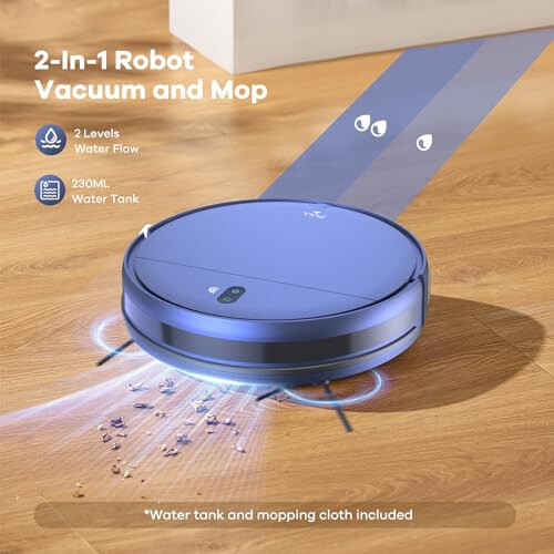 ZCWA Robot Vacuum and Mop Combo, 2 in 1 Mopping Robotic Vacuum with WiFi/App, Robotic Vacuum Cleaner, Schedule Settings, Self-Charging, Ideal for Hard Floor, Pet Hair and Low Pile Carpet - 2