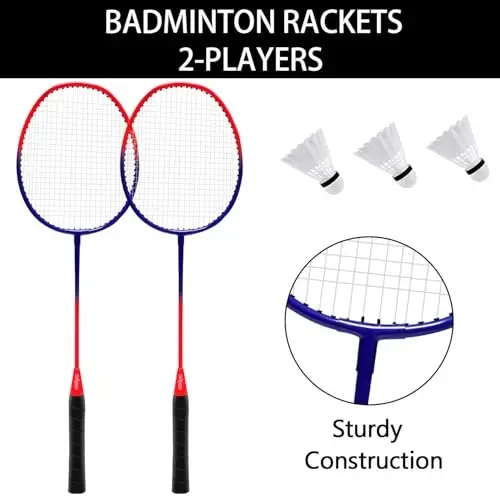 Zdgao Volleyball and Badminton Combo Set for Backyard - 20FT/32FT Volleyball/Badminton Net with Adjustable Height Pole,Anti-Sag System,Volley Ball, Badminton Racquets,Boundary Line and Carry Bag - 6