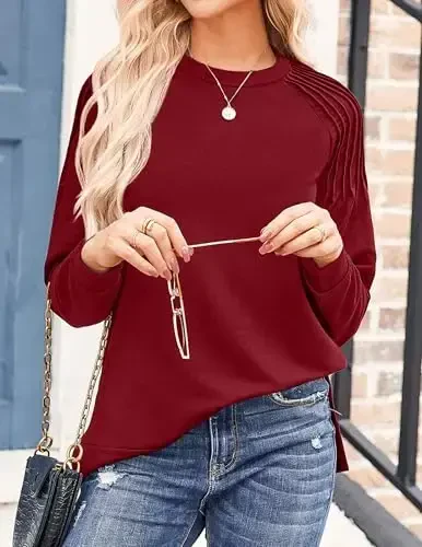 Zeagoo Ayollar uchun Rojdestvo Tunikasi Sweatshirts Ekipaj bo'yinli Yengil Sviterlar Raglan Uzun yengli Ko'zgi Moda Toplari 2025 - 3