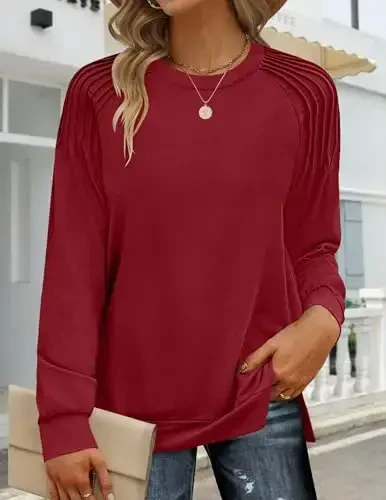 Zeagoo Christmas Tunic Sweatshirts for Women Crewneck Lightweight Sweaters Raglan Long Sleeve Shirts Fall Fashion Tops 2025 - 2