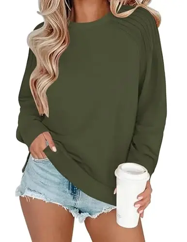 Zeagoo Fall Tops for Women 2025 Long Sleeve Shirts Casual Cotton Blouses Dressy Casual Pleated Tunics Sweartshirts - 6