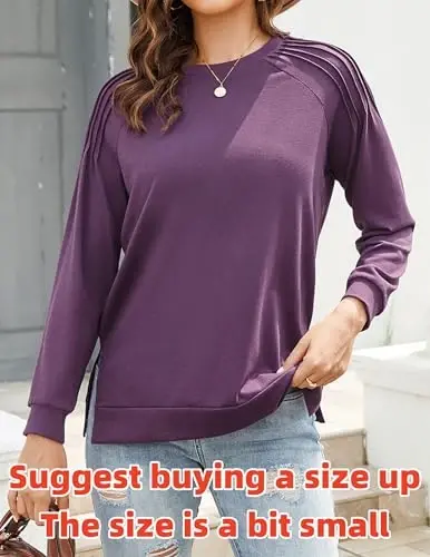 Zeagoo Tunic Sweatshirts for Women Crewneck Lightweight Sweaters Raglan Long Sleeve Shirts Spring Fashion Tops 2026 - 4