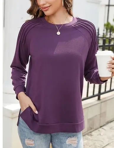 Zeagoo Tunic Sweatshirts for Women Crewneck Lightweight Sweaters Raglan Long Sleeve Shirts Spring Fashion Tops 2026 - 5