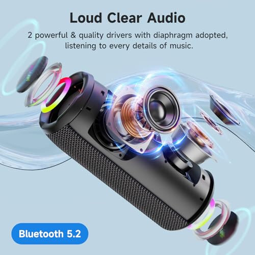 ZEALOT Ko'chma Bluetooth Karnay, Simsiz Bluetooth Karnay, Tashqi Su o'tkazmaydigan Karnay, IPX6, 40W Baland Stereo Ovoz Chuqur Bass, Uzoq O'ynash Vaqti, USB/TF/AUX, Telefon uchun Karnay, Plyaj, Piyoda yurish - Qora - 2