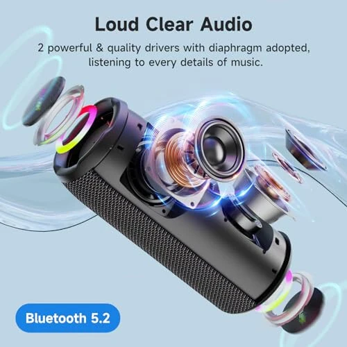 ZEALOT Portable Bluetooth Speaker, Bluetooth Speakers Wireless, Outdoor Speaker Waterproof, IPX6, 40W Loud Stereo Sound Deep Bass, Long Playtime, USB/TF/AUX, Speaker for Phone, Beach, Hiking - Black - ZEALOT (1)