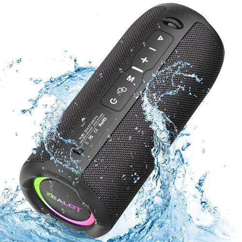 ZEALOT Portable Bluetooth Speaker, Speakers Bluetooth Wireless, Outdoor Speaker Waterproof, IPX6, 40W Loud Stereo Sound Deep Bass, Long Playtime,USB/TF/AUX, Speaker for Phone, Beach, Hiking-Black - 1