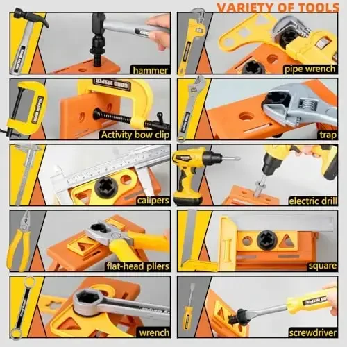 Zealous 48pcs Kids Tool Set with Tool Box & Electronic Toy Drill, Pretend Play Construction Kits for Kids Ages 3-5 Years Old, Toddler Boy Toys - 3