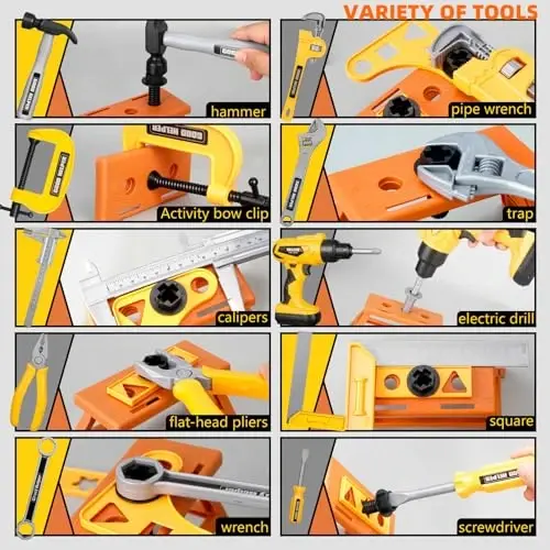 Zealous 48pcs Kids Tool Set with Tool Box & Electronic Toy Drill, Pretend Play Construction Kits for Kids Ages 3-5 Years Old, Toddler Boy Toys - 3