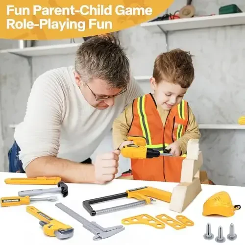 Zealous Kids Tool Set for Boys,Toddler Tool Set with Kids Tool Box & Electronic Toy Drill,Construction Pretend Play Tools for Kids,Toys for 3 4 5 Year Old Boys,Toddler Boy Toys - 6