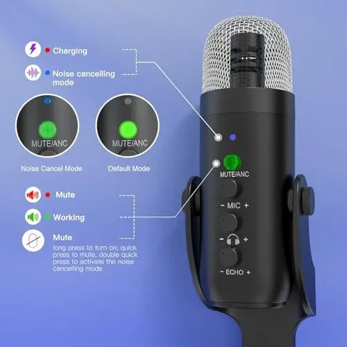 ZealSound Simsiz Kompyuter Mikrofoni, Tovush Söndirishli Podcast Mikrofoni, Kuchaytirish, Ovozni O'chirish, Monitor va Exo Boshqaruvi bilan, YouTube, ASMR, Podcasting, Translatsiya, iPhone, iPad, Android, Mac uchun Simsiz Mikrofon, K66DG - 4