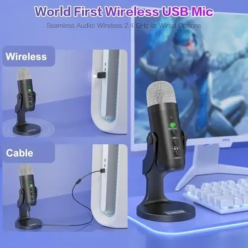 ZealSound Wireless Microphone for PC, Noise Cancellation Podcast Mic with Gain, Mute, Monitor & Echo Control, Cordless Mic for YouTube, ASMR, Podcasting, Streaming, iPhone, iPad, Android, Mac, K66DG - 3