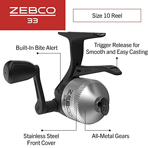 Zebco 33 Spincast Balıkçılık Makarası, Hızlı Ayarlanabilir Tersine Dönme Önleyici, Isırık Uyarısı, Düzgün Kadranlı Ayarlanabilir Sürükleme, Hafif Grafit Gövdeyle Güçlü Tüm Metal Dişliler - 2