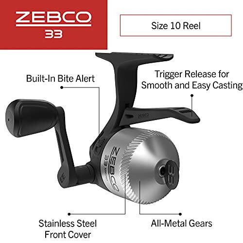 Zebco 33 Spincast Balıkçılık Makarası, Hızlı Ayarlanabilir Tersine Dönme Önleyici, Isırık Uyarısı, Düzgün Kadranlı Ayarlanabilir Sürükleme, Hafif Grafit Gövdeyle Güçlü Tüm Metal Dişliler - 2