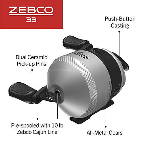 Zebco 33 Spincast Makara ve Olta Seti, 6 Fit 2 Parça Fiberglas Olta, EVA Saplı, Hızlı Ayarlanabilir Tersine Çevrilmeyi Önleyen Makara, Isırık Uyarısıyla, Gümüş/Siyah, 30 - 5