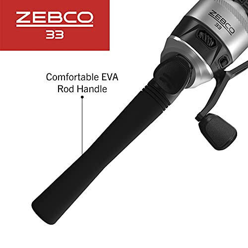 Zebco 33 Spincast Makara ve Olta Seti, 6 Fit 2 Parça Fiberglas Olta, EVA Saplı, Hızlı Ayarlanabilir Tersine Çevrilmeyi Önleyen Makara, Isırık Uyarısıyla, Gümüş/Siyah, 30 - 6