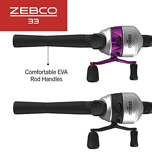 Zebco 33 Spincast Makarası ve 2 Parçalı Olta Seti, 5 Fit 6 İnç Dayanıklı Fiberglas Olta, Hızlı Ayarlanabilir Tersine Çevrilmeyi Önleyen Makara ve Isırık Alarmı - 5