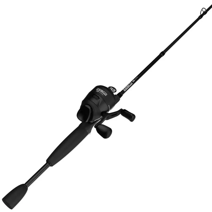Zebco 33 Tactical Spincast Reel and Fishing Rod Combo, 6-Foot 2-Piece Fishing Pole, Size 30 Reel, Black - 1