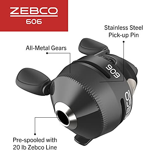 Zebco 606 Spincast Balıkçılık Makarası, Boyut 60 Makara, Sağ El Toplama, 20 Pound Zebco Balıkçılık Misinası ile Önceden Sarılmış, QuickSet Ters Dönüş Önleyici ve Kadranla Ayarlanabilir Sürtünme, Siyah, Midye Ambalajı - 4