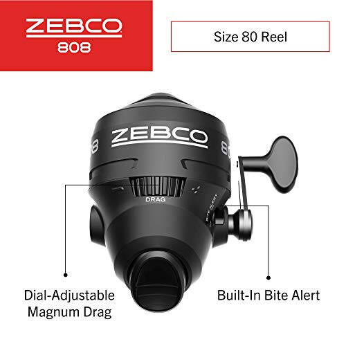 Zebco 808 Spincast Balıkçılık Makarası, Güçlü Tamamen Metal Dişliler, Hızlı Ayarlanabilir Tersine Çevrilme Önleyici ve Isırık Uyarısı, 20 Libralık Zebco Balıkçılık İpiyle Önceden Sarılı, Midye Kabuğu Ambalaj, Siyah - 2