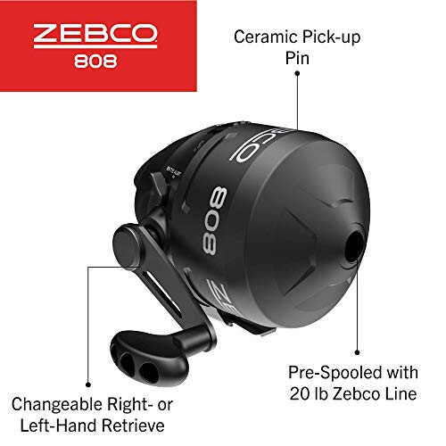 Zebco 808 Spincast Balıkçılık Makarası, Güçlü Tamamen Metal Dişliler, Hızlı Ayarlanabilir Tersine Çevrilme Önleyici ve Isırık Uyarısı, 20 Libralık Zebco Balıkçılık İpiyle Önceden Sarılı, Midye Kabuğu Ambalaj, Siyah - 3