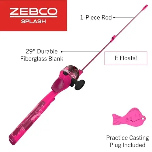 Zebco Youth 29-Inch Floating Spincast Reel and Fishing Rod Combo, Size 20 Reel, Pre-Spooled with 6-Pound Cajun Line - 2