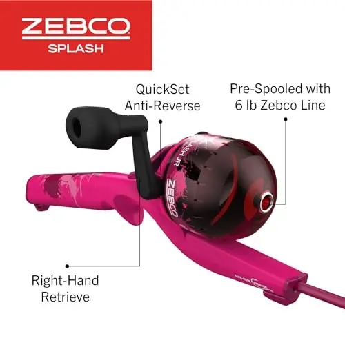Zebco Youth 29-Inch Floating Spincast Reel and Fishing Rod Combo, Size 20 Reel, Pre-Spooled with 6-Pound Cajun Line - 9