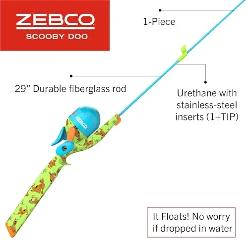 Zebco Youth 29-Inch Floating Spincast Reel and Fishing Rod Combo, Size 20 Reel, Pre-Spooled with 6-Pound Cajun Line - 2