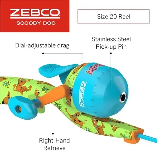 Zebco Youth 29-Inch Floating Spincast Reel and Fishing Rod Combo, Size 20 Reel, Pre-Spooled with 6-Pound Cajun Line - 3